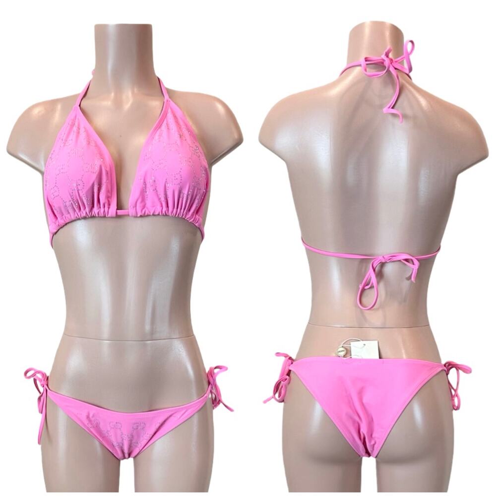 GG Monogram Logo Pink Rhinestone Bikini SZ XL